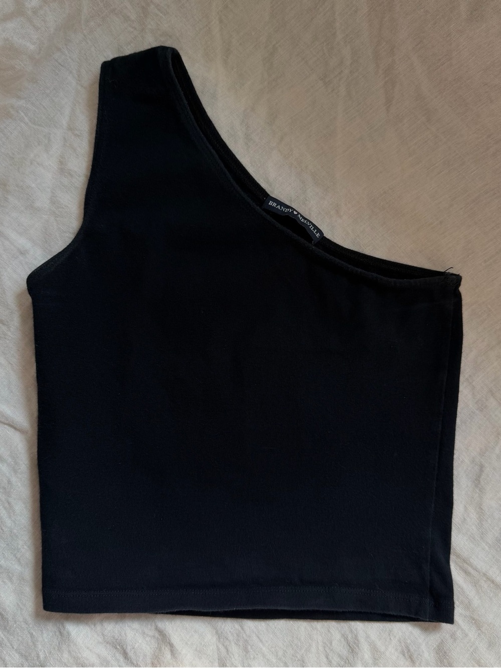 Brandy Melville Asymmetric One-Shoulder Black Crop Top
